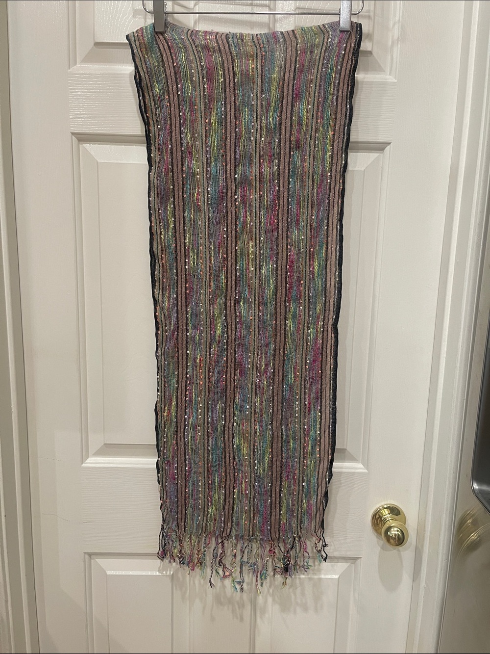 Multicolor Striped Fringe Scarf 🧣